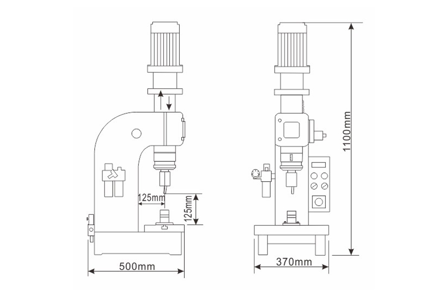 經(jīng)濟(jì)型氣動鉚接機(jī)結(jié)構(gòu)尺寸圖