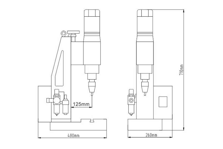 常規(guī)型氣動鉚接機結(jié)構尺寸圖