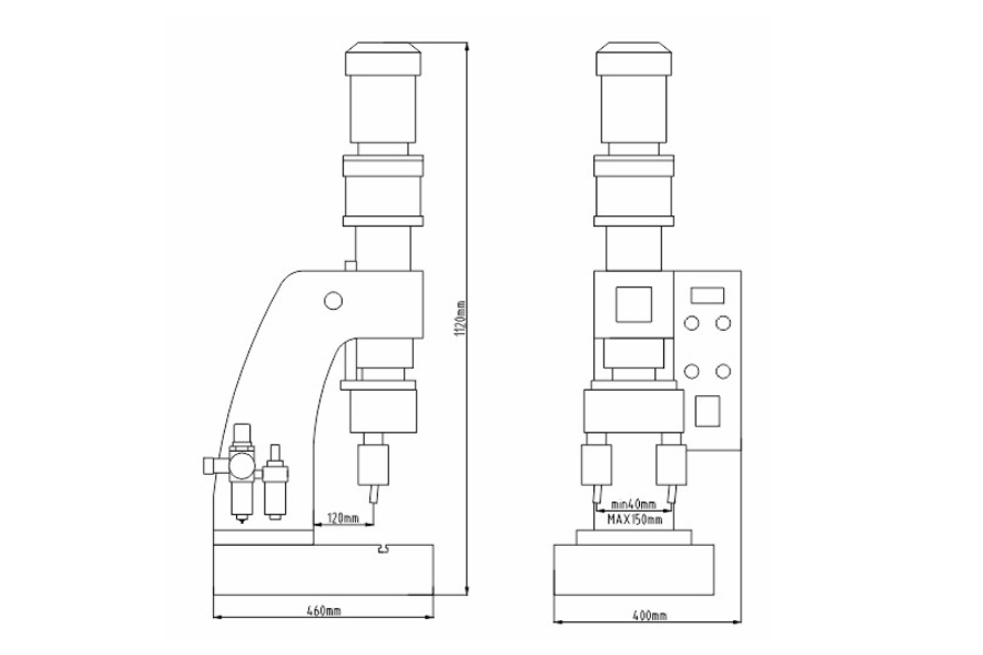 雙頭氣動鉚接機結(jié)構尺寸圖
