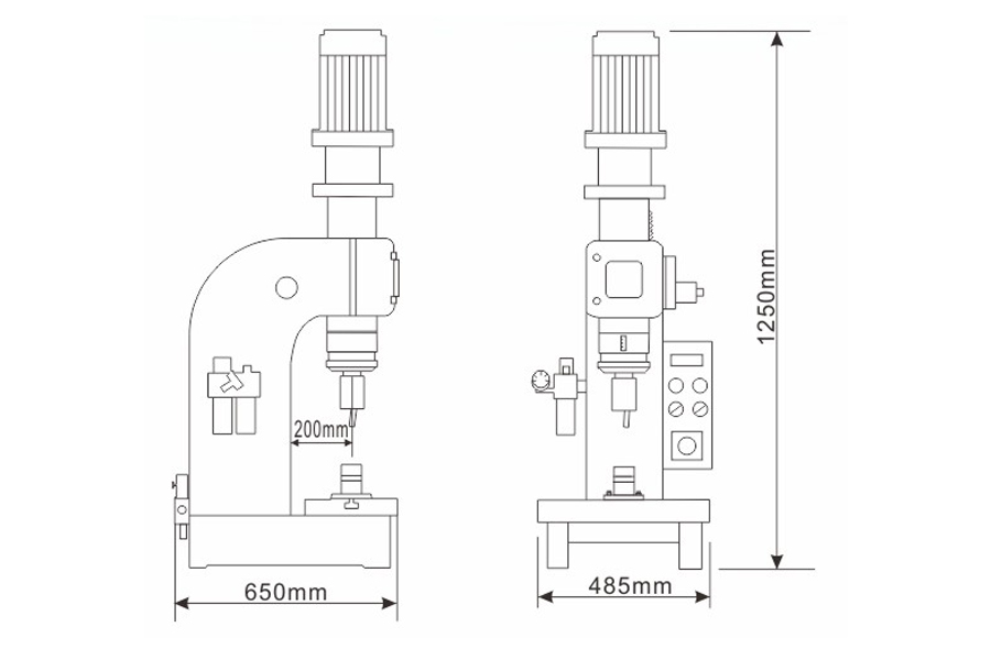普通型氣動鉚接機結(jié)構尺寸圖