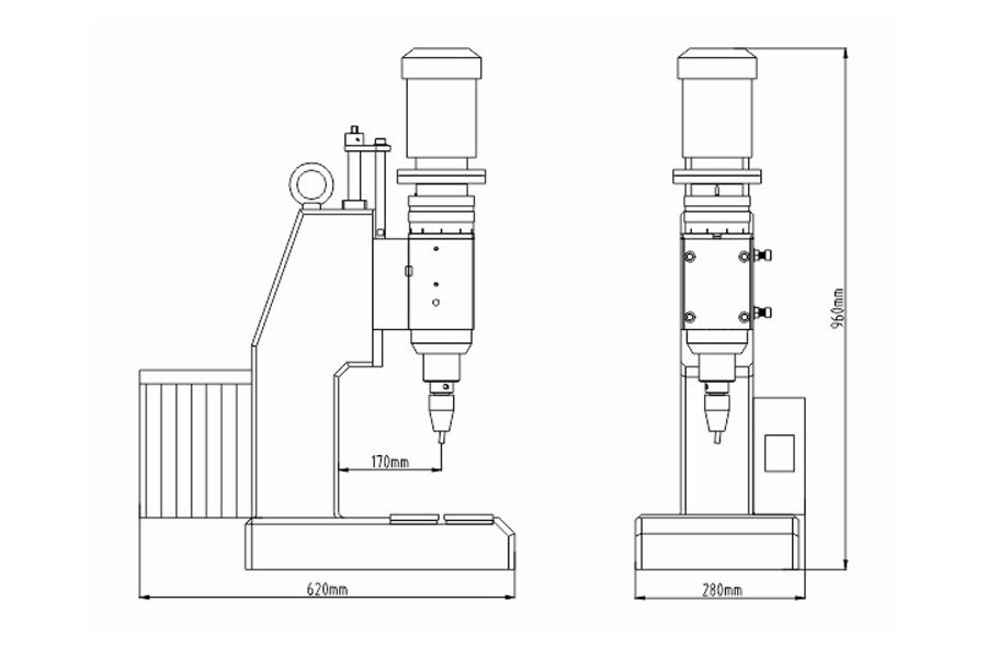 常規(guī)型液壓鉚接機(jī)結(jié)構(gòu)尺寸圖