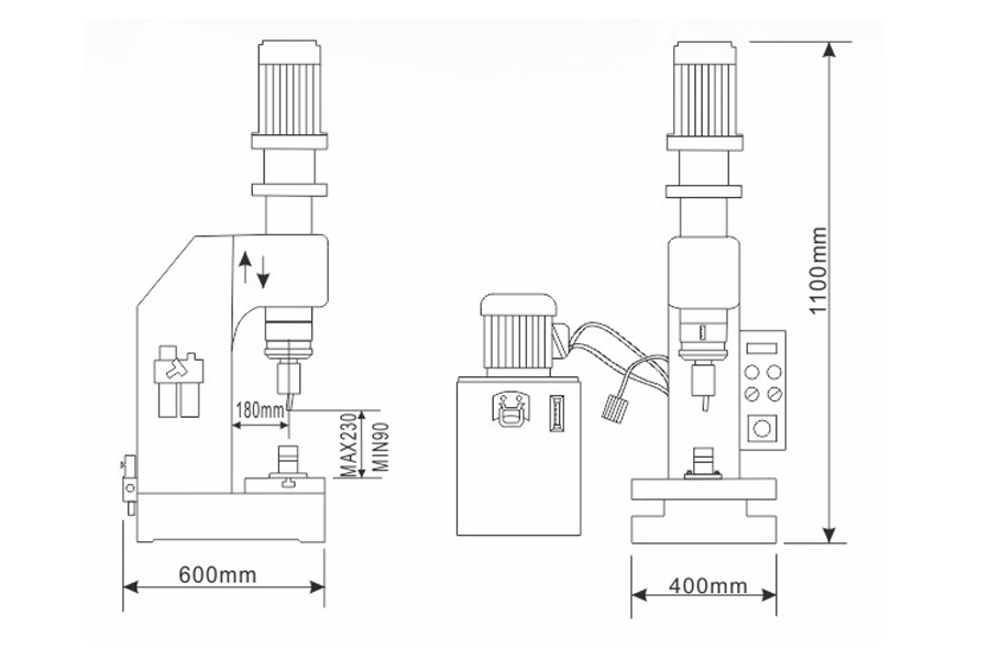 臺式液壓鉚接機結(jié)構尺寸圖